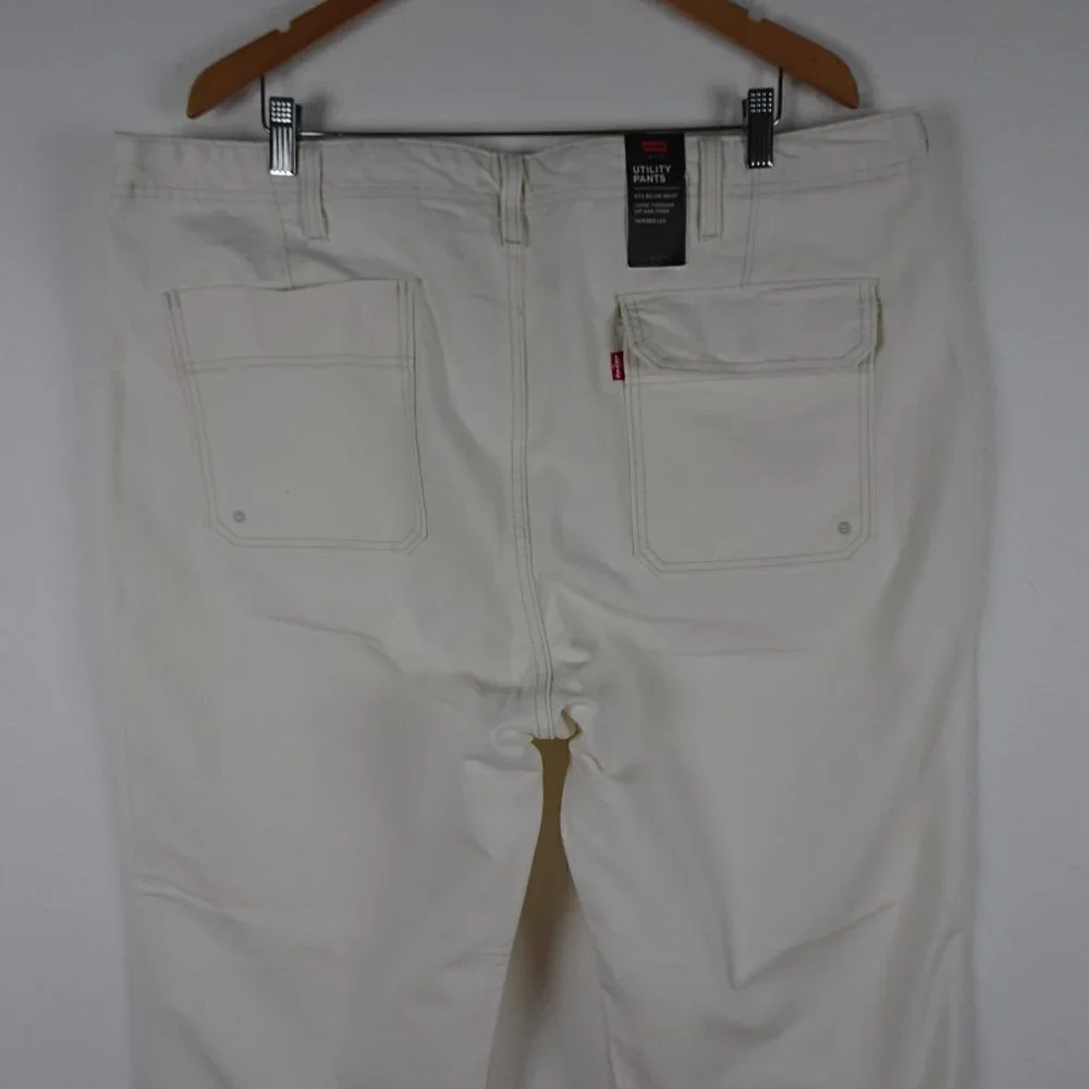 Levi's Utility Pants Jeans Men's 42x32 Off White Ivory Denim Tapered Pockets